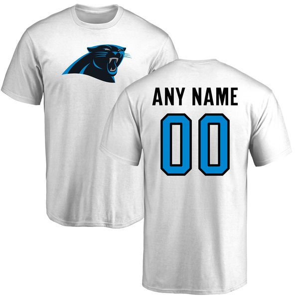 Men Carolina Panthers NFL Pro Line White Custom Name and Number Logo T-Shirt->nfl t-shirts->Sports Accessory